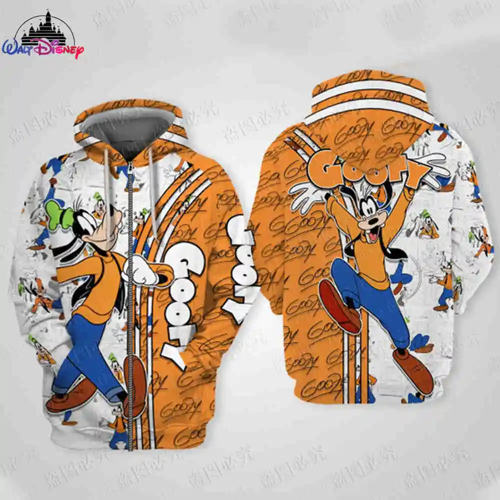 Disney cartoon Goofy men women 3D Print High quality Fleece Zipper/ Hoodies parent-child clothing Pullover Tops