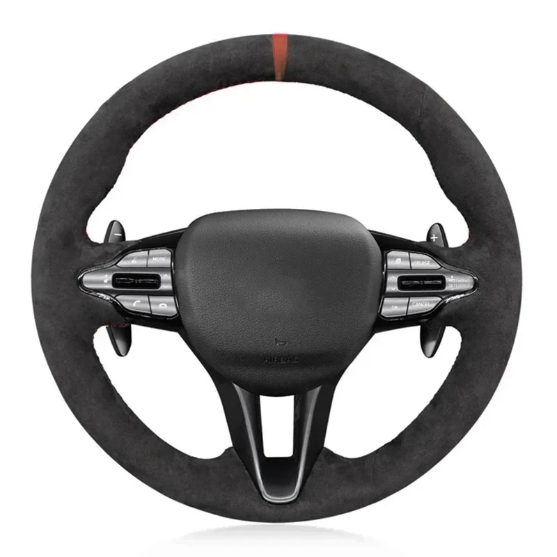Dostosowany antypoślizgowy czarny zamszowy skórzany warkocz na kierownicę samochodu dla Hyundai Veloster N 2019-2021 i30 N 2018 2019 2020 — zdjęcie 2
