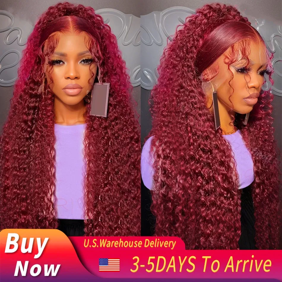 

99J Burgundy Curly Wig 13X6 Hd Lace Frontal Human Hair Wigs Red Color 13X4 Lace Front Wig Deep Wave for Black Women 250 Density