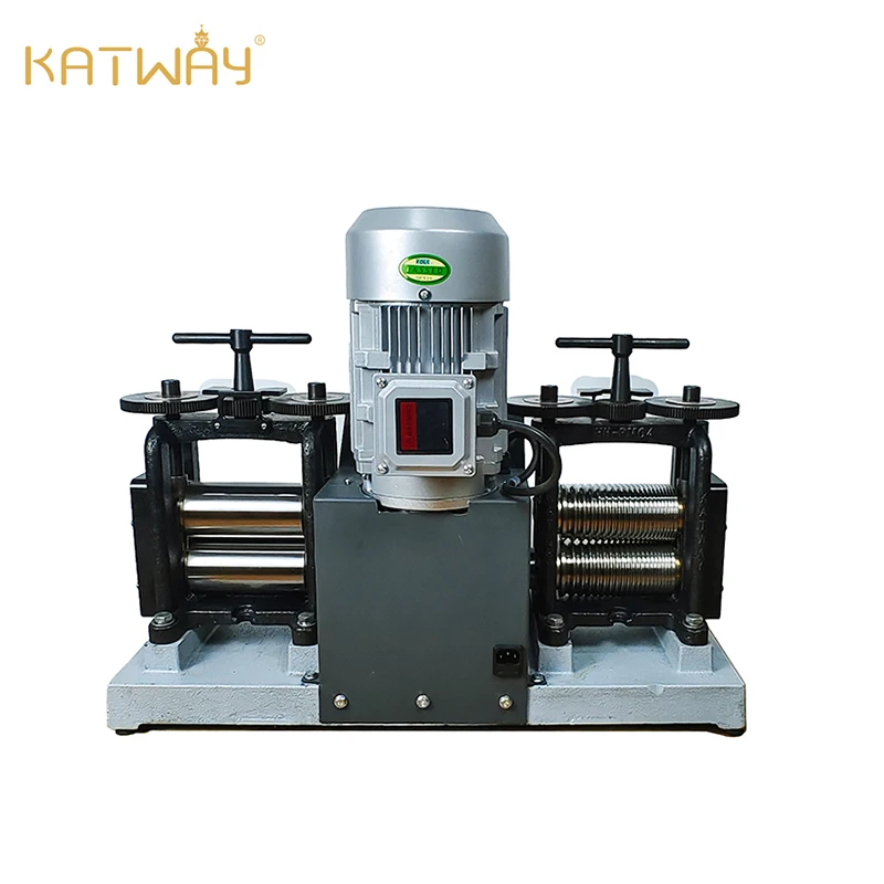 KATWAY Electric Rolling Mill Flat & Wire Combination Metal Double Head 130mm Jewelry Machine Tool LL-RME02