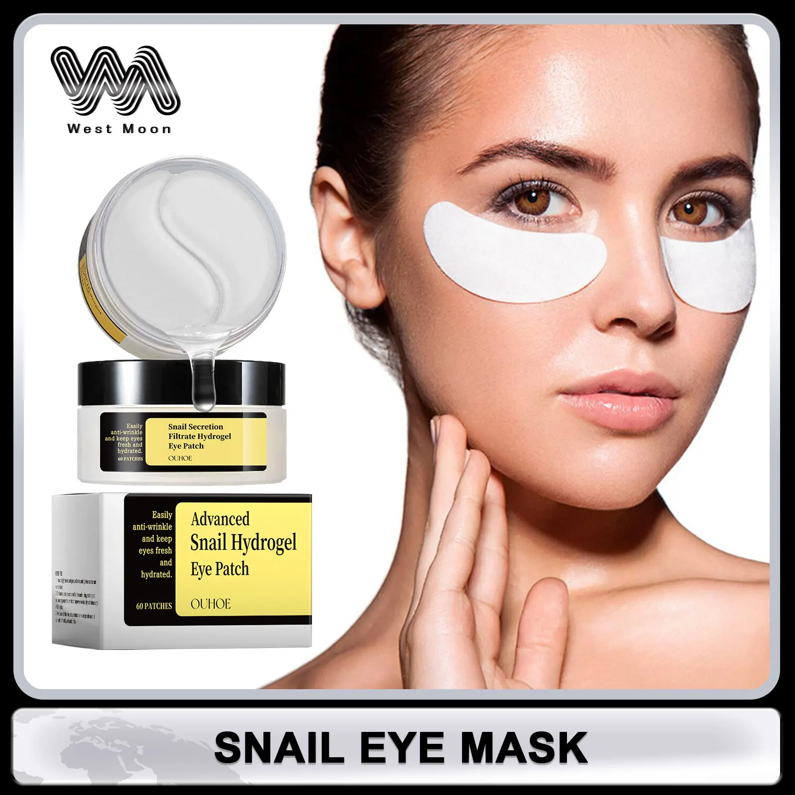 

OUHOE Snail Eye Mask Moisturizing Eye Patches Firming Lifting Puffiness Remove Dark Circles and Eye Bags Eyes Skincare Products