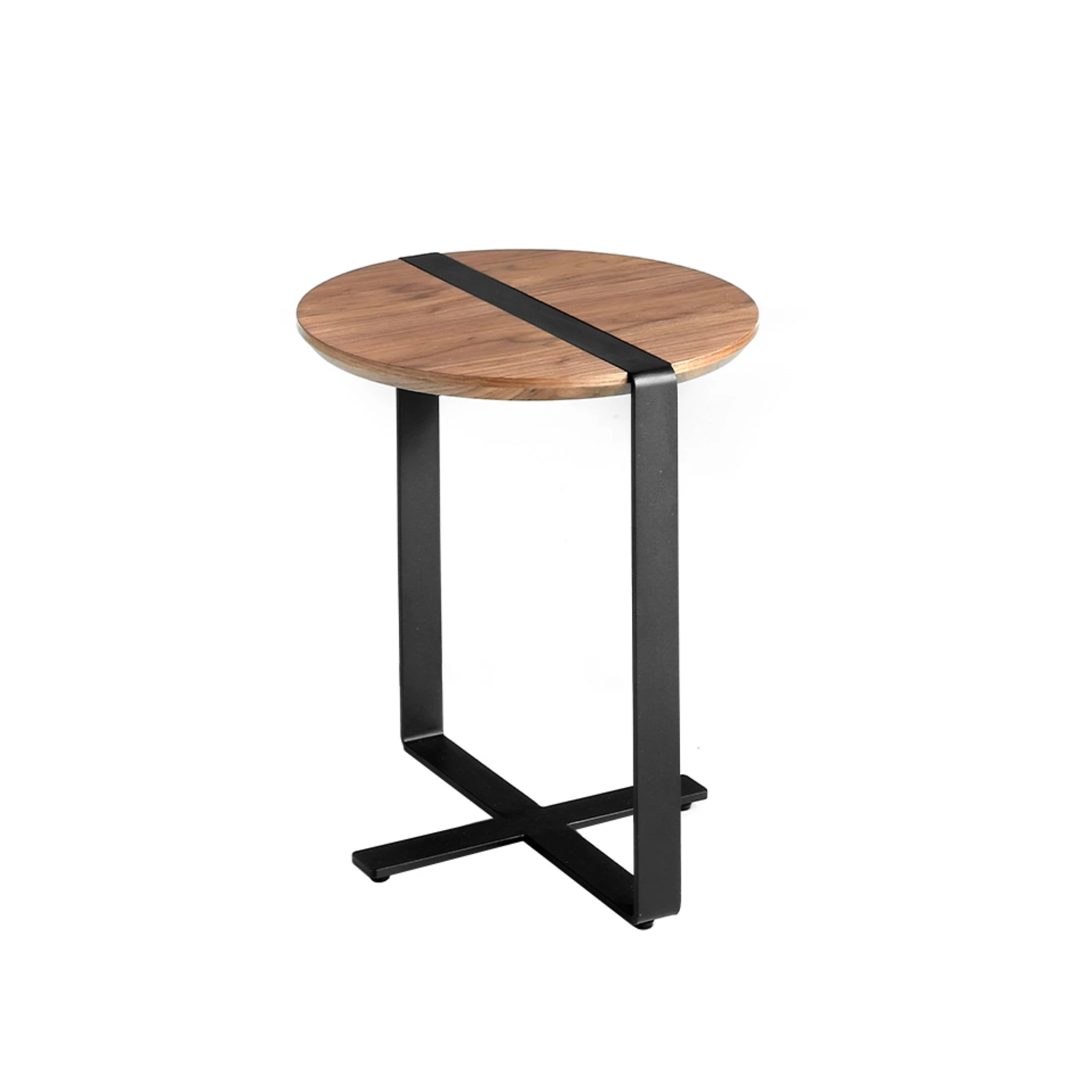 Walnut Wood corner table and black steel 2054