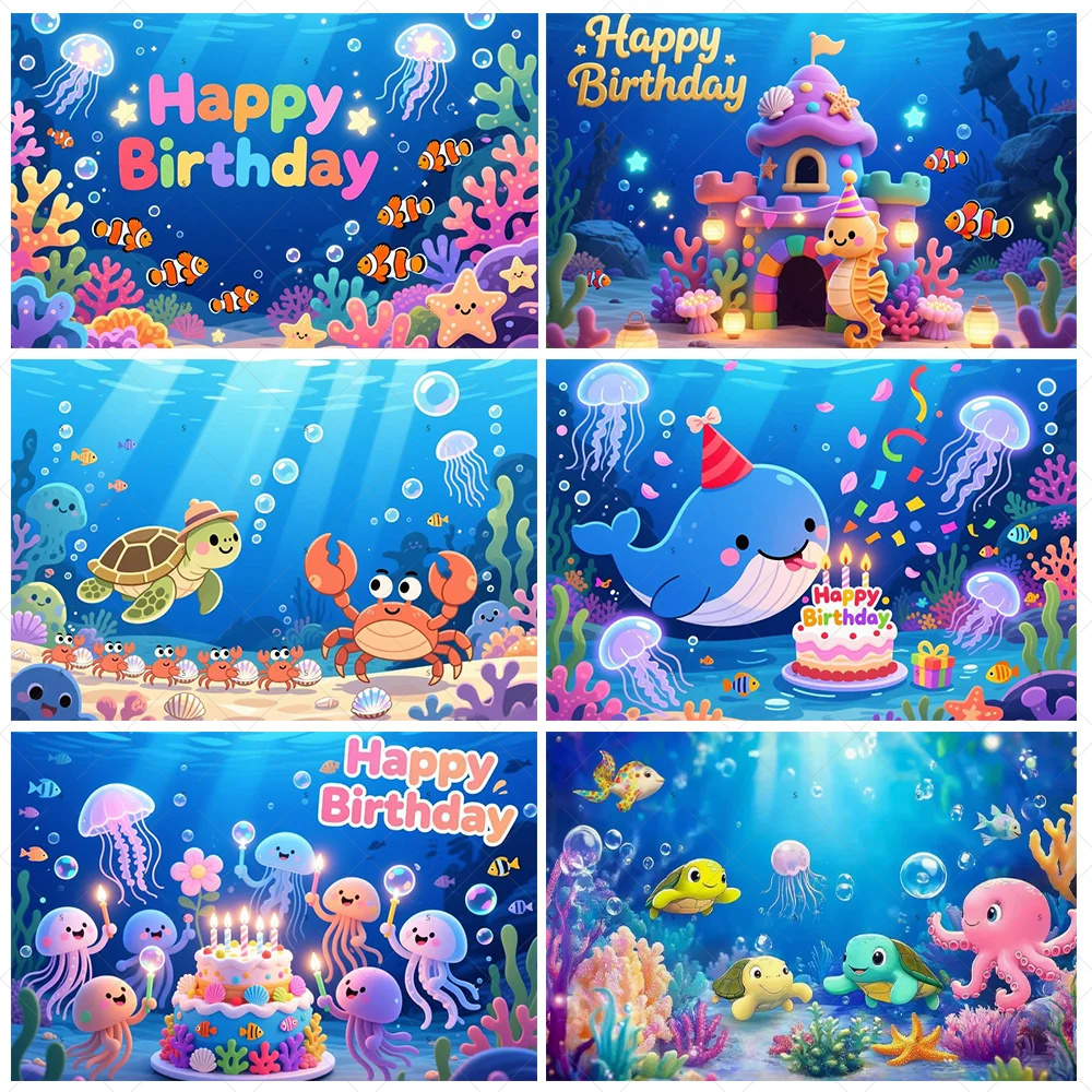 

Vibrant Underwater Sea World Theme Birthday Party Decoration Background Banners Ocean Backdrop Baby Shower Supplies Photos props