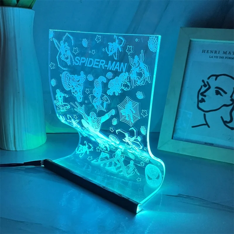 Lámpara de desplazamiento Spider Cool Man para niños, interruptor de luz de ambiente, lámpara de mesa acrílica 3D con Control remoto, lámparas de escritorio, decoración, regalo