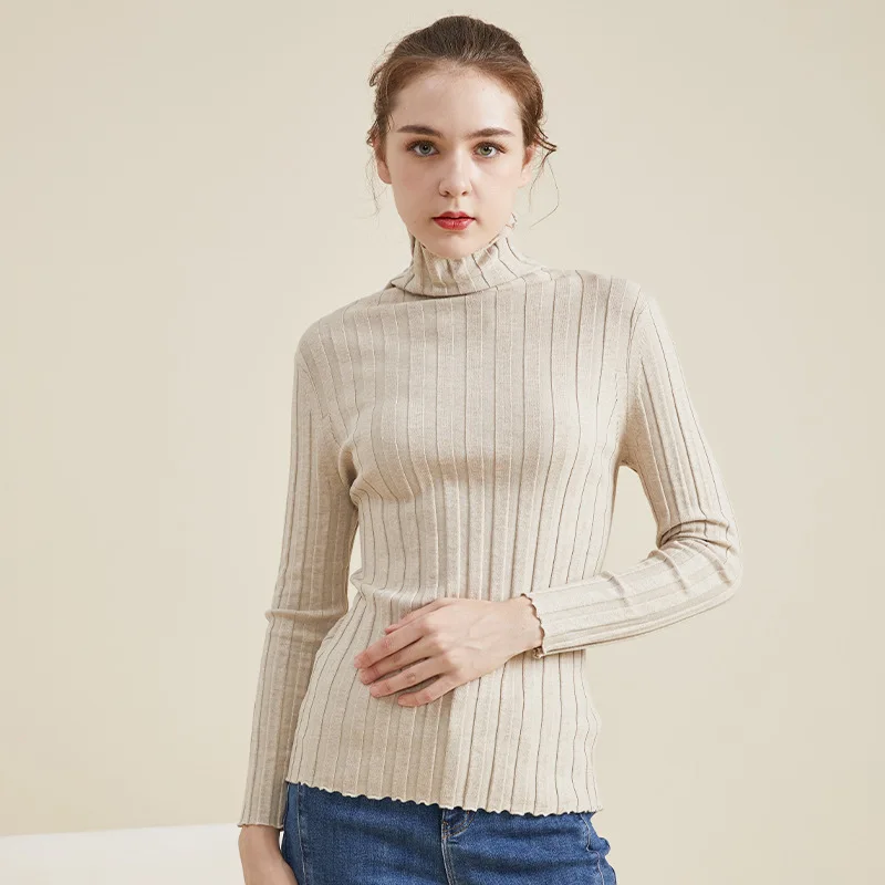 silk cashmere sweater turtleneck women stripped long sleeve spring clothes pullover top womens sweaters turtle neck vintage tee