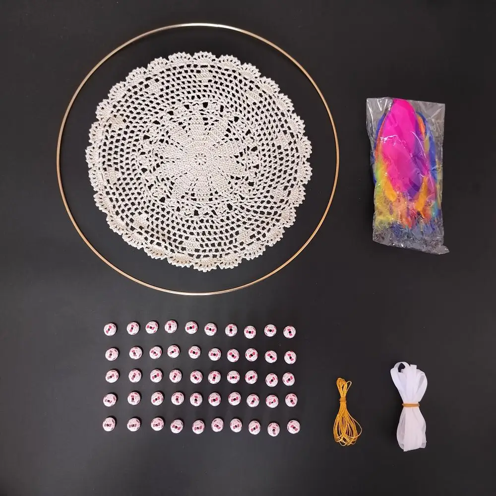 1 Set Round 40CM Giant Size Make Your Own Dream Catcher Kit DIY White Beige Dreamcatcher Kits With Making Materials For Adults