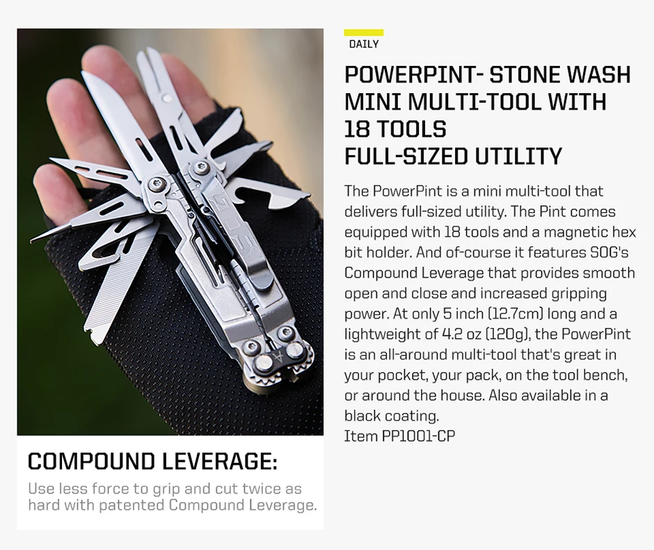 SOG 18-in-1 Taschen-Multitool für Fahrräder, EDC Tragbares Multifunktionswerkzeug mit Faltbarer Zange und Schraubendreher, Notfall-Reparaturwerkzeuge für Fahrräder – Detail 2