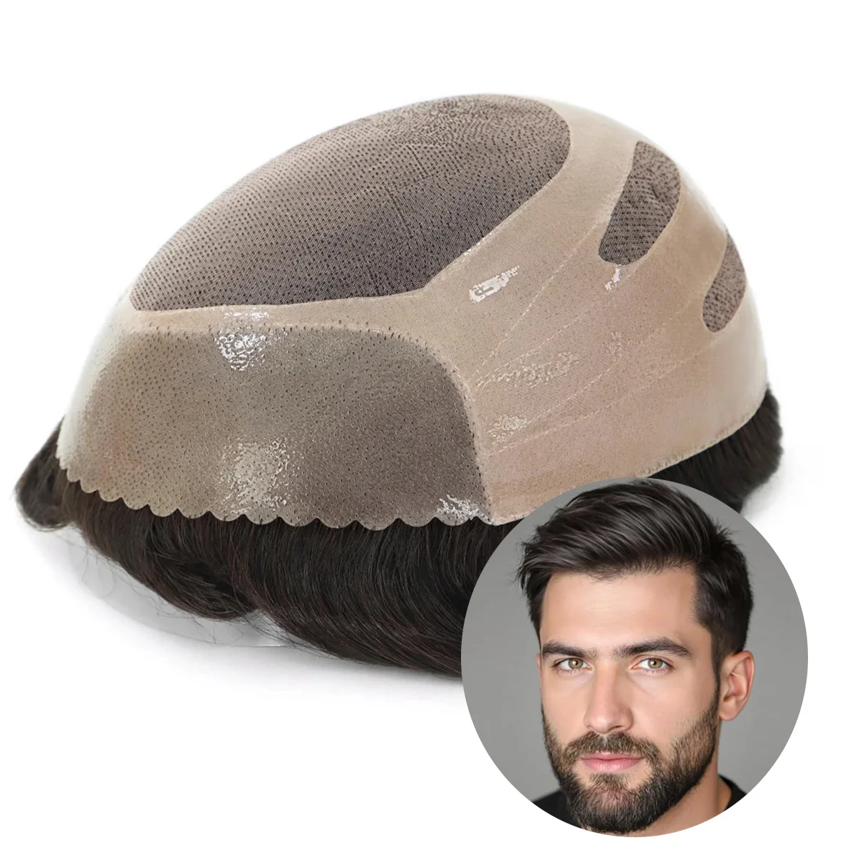Mono and Thin Skin Base Hair System for Men 100% Human Hair Breathable&Durable capillary prosthesis Human Hair Men's Toupee