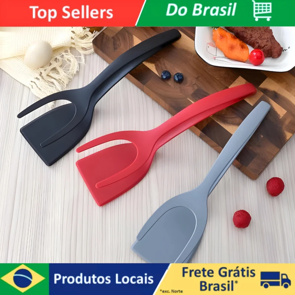 Espatula De Nylon Multiuso Com Pegador Para Ovos Bife Panqueca Tapioca