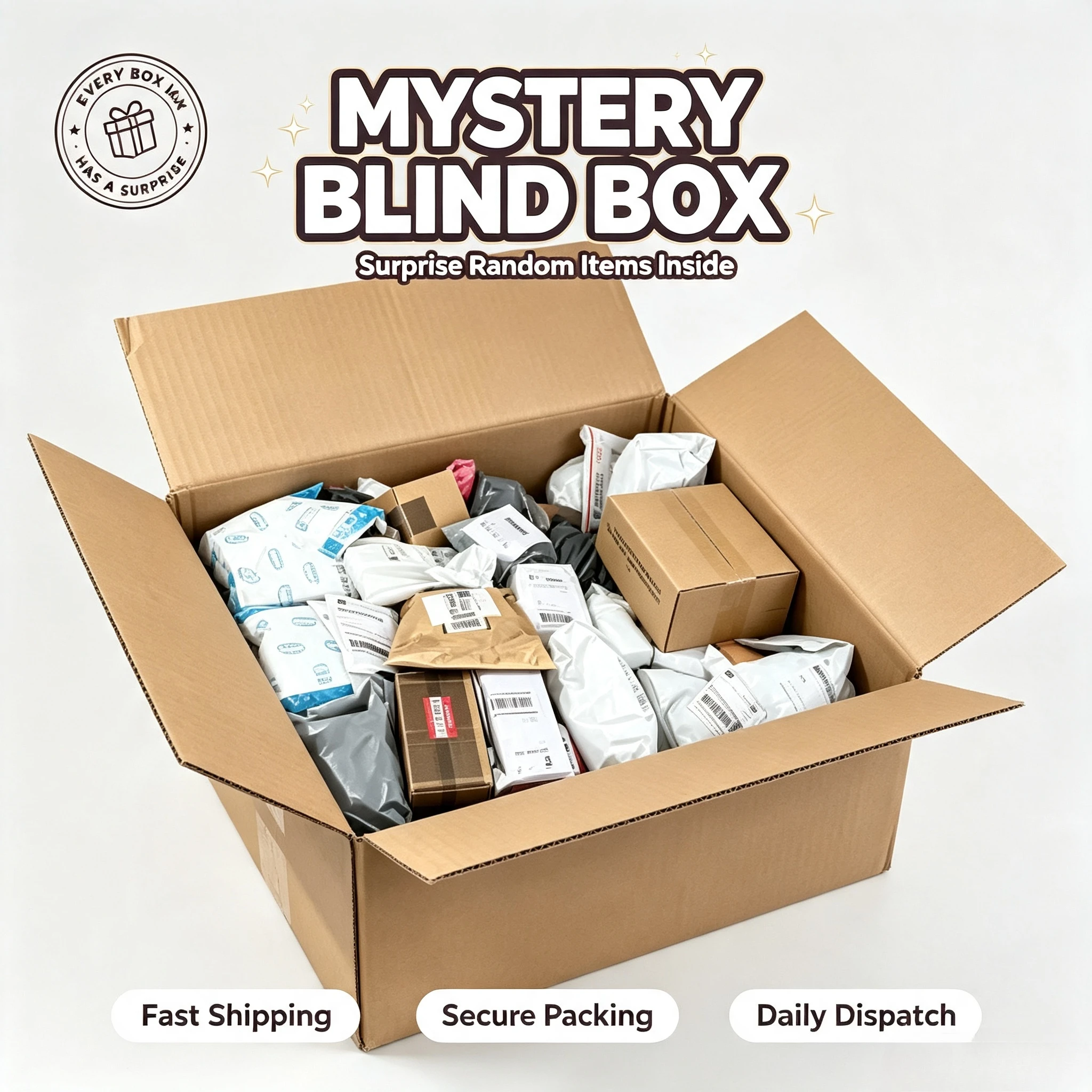 Random Item Mystery Box, Surprise Package Includes Home Goods, Portable Electronics & Tiny Surprise Gifts, Novel Unboxing Experi