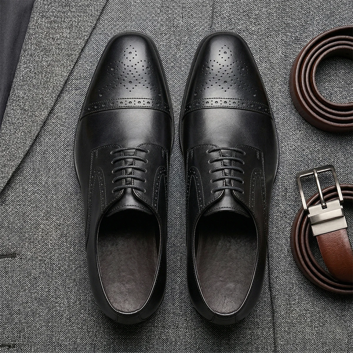 

Men's First Layer Cowhide Leather Three-Joint Formal Business Dress Shoes for Office And Meeting