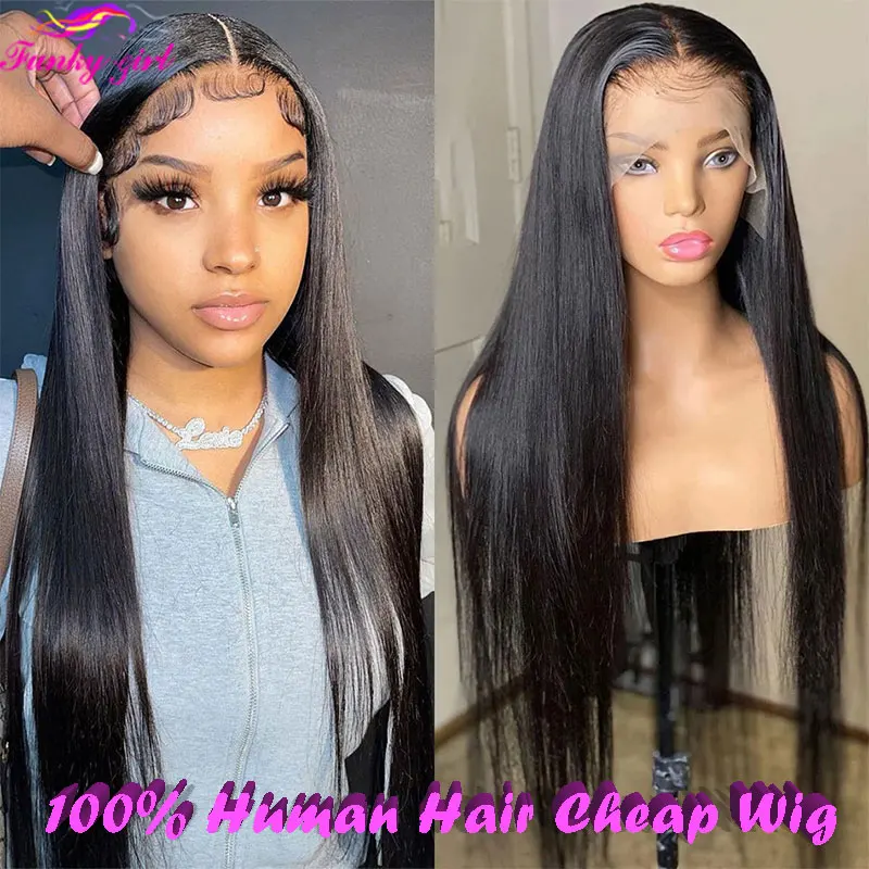

Straight Human Hair Lace Wig Brazilian Transparent Bone Straight Lace Front Wigs For Women 180% Density Remy Hair Human Hair Wig