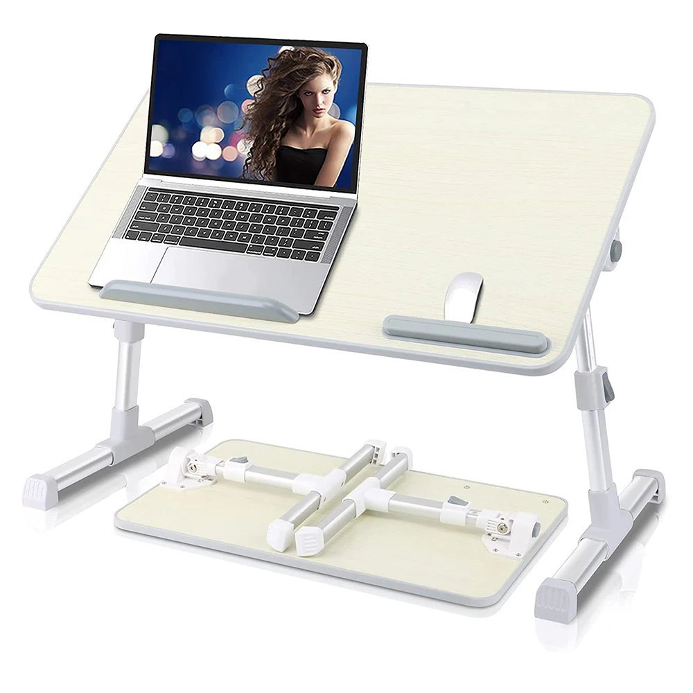 Multi-functional Folding Laptop Stand Holder Study Table Desk Wooden Foldable Computer Desk for Bed Sofa Tea Serving Table Stand