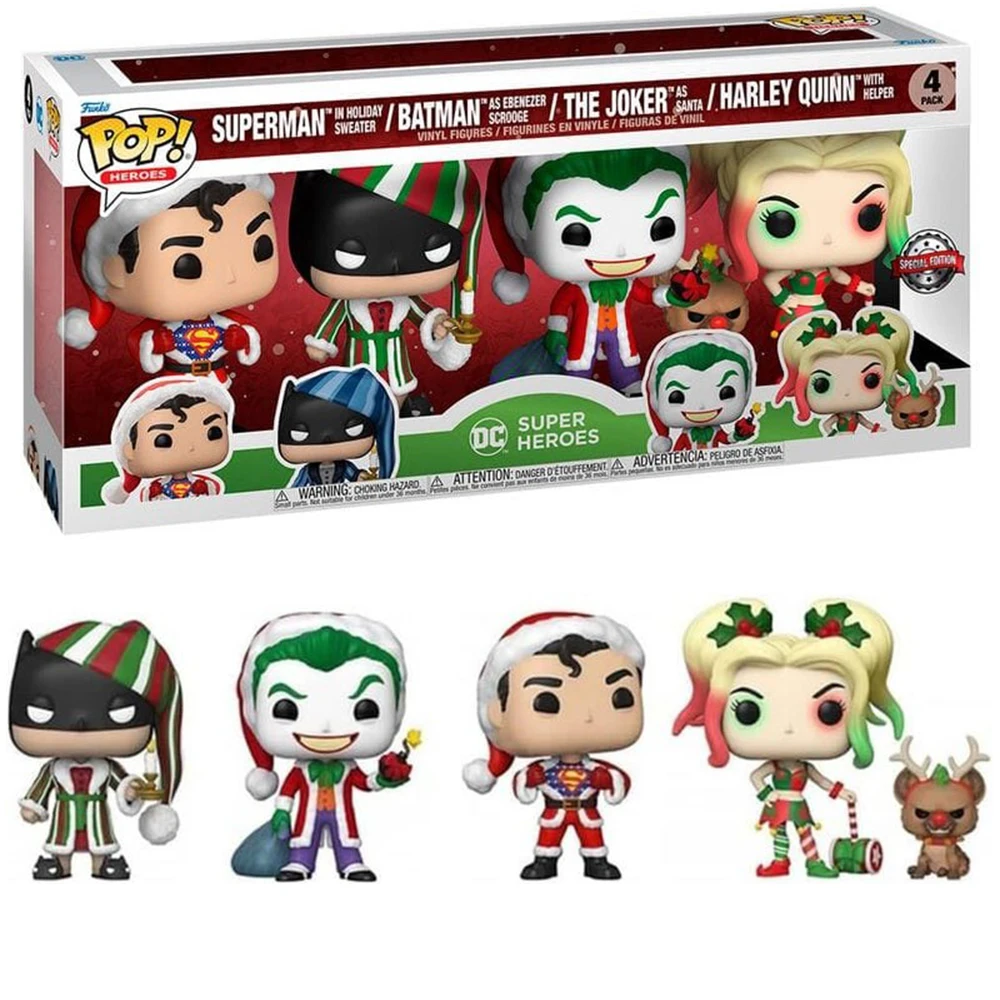 FUNKO POP! DC HOLIDAY - PACK OF 4 EXCLUSIVE, 58577, original, toys, boys, girls, gifts, collector, figures, dolls, store, with box, new, official license