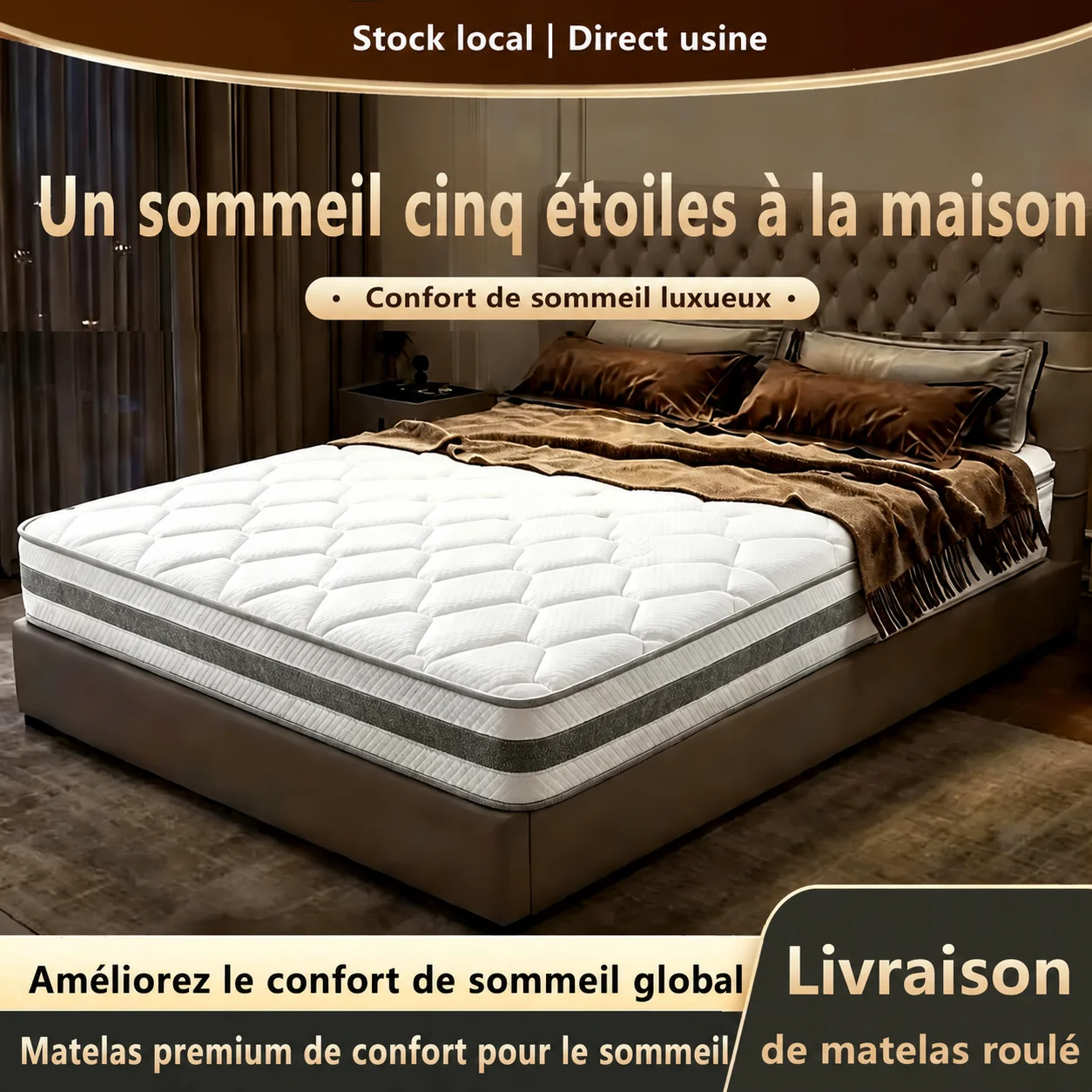 Matelas Ressorts Ensachés 25cm - Soutien Ergonomique et Orthopédique - Haute Résilience, Silencieux & Respirant - Modèle