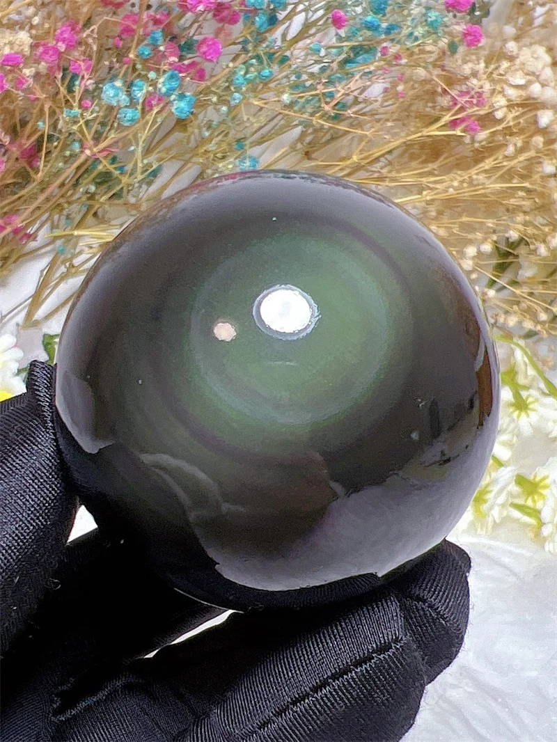 Natural Rainbow Obsidian Sphere Reiki Healing Stone Home Decoration Exquisite Gift