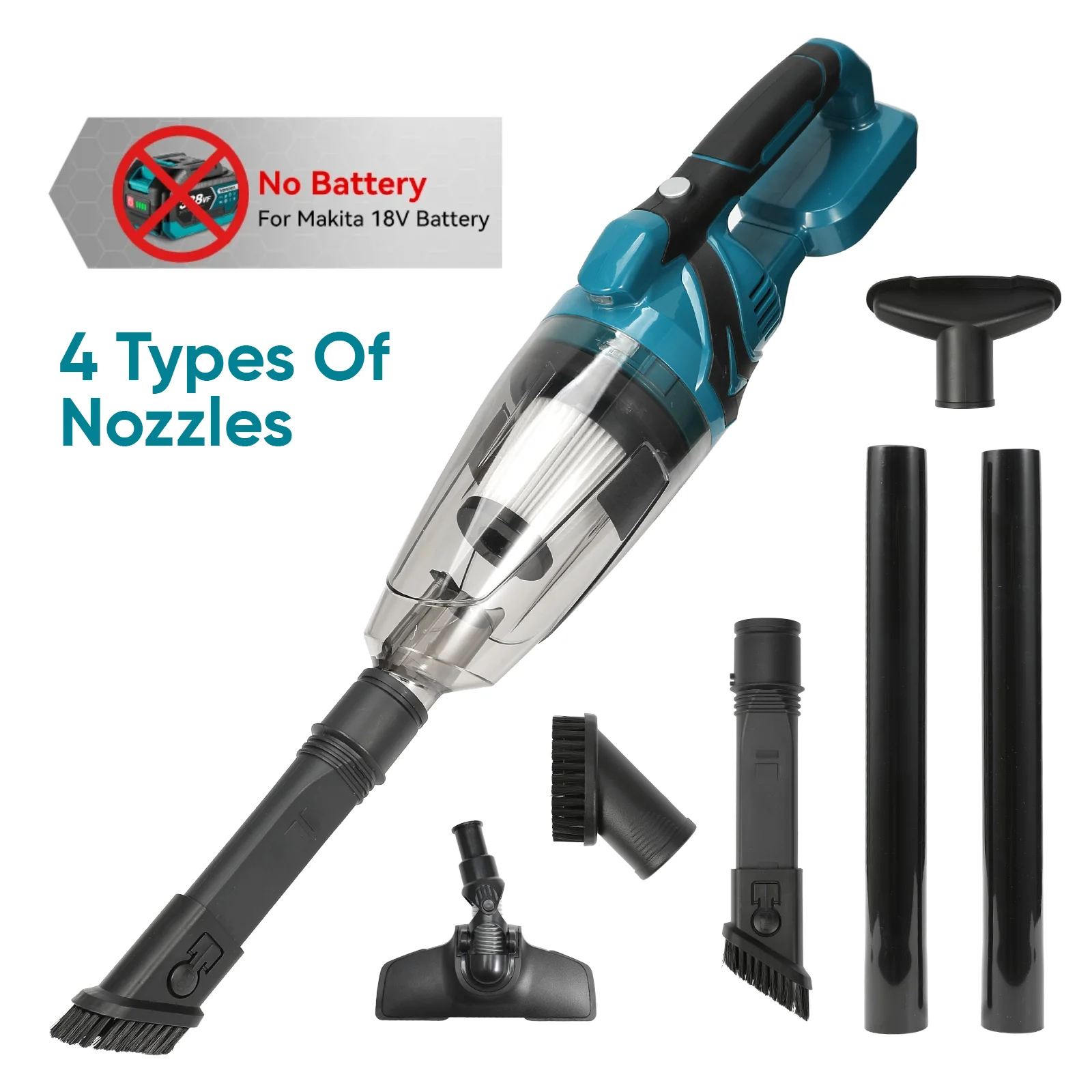 Aspirapolvere elettrico senza fili portatile Aspirapolvere senza fili per auto domestica Pulizia portatile ad alta potenza a doppio uso per batteria Makita 18V