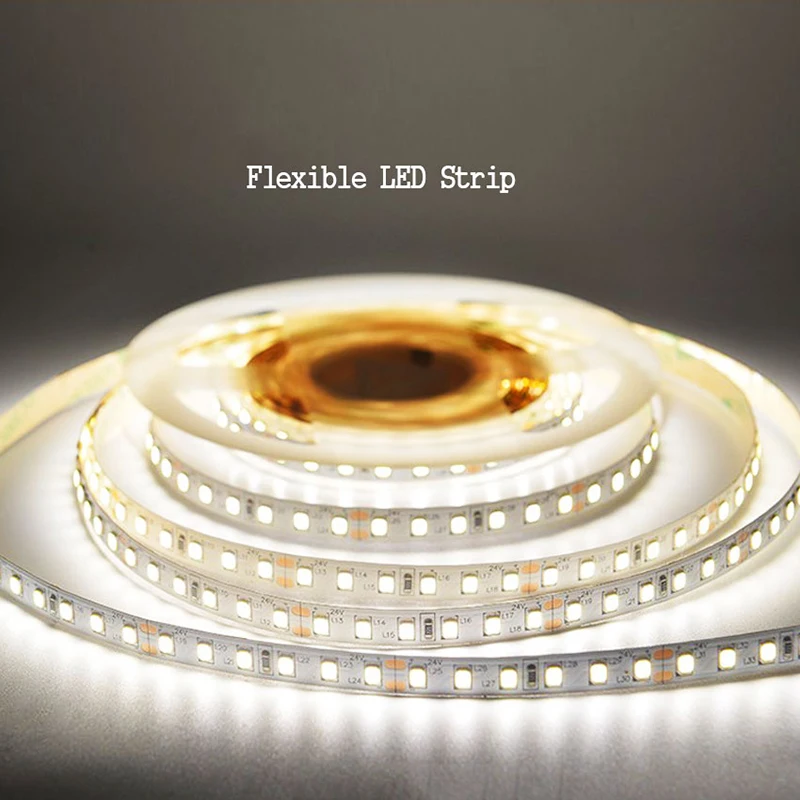 Tira de luces LED Flexible, barra de luces LED de 8mm, 12V, 3528, 120LED, Blanco Bash, rollo de 5M, no impermeable