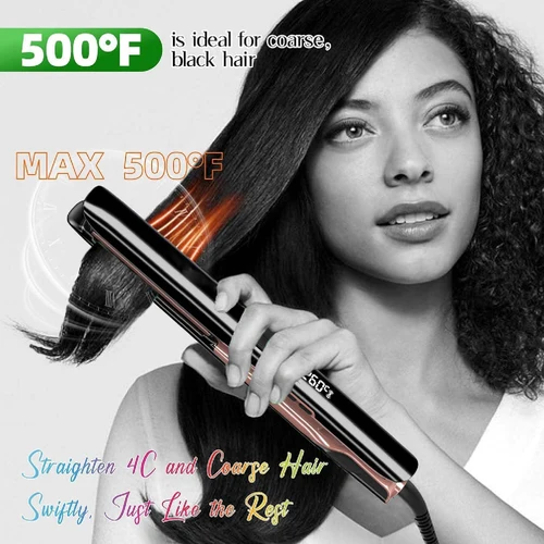 Imagen 2 del producto Plancha de pelo 500F, tratamiento profesional de queratina de alta temperatura, plancha plana para cabello rizado, recupera los daños