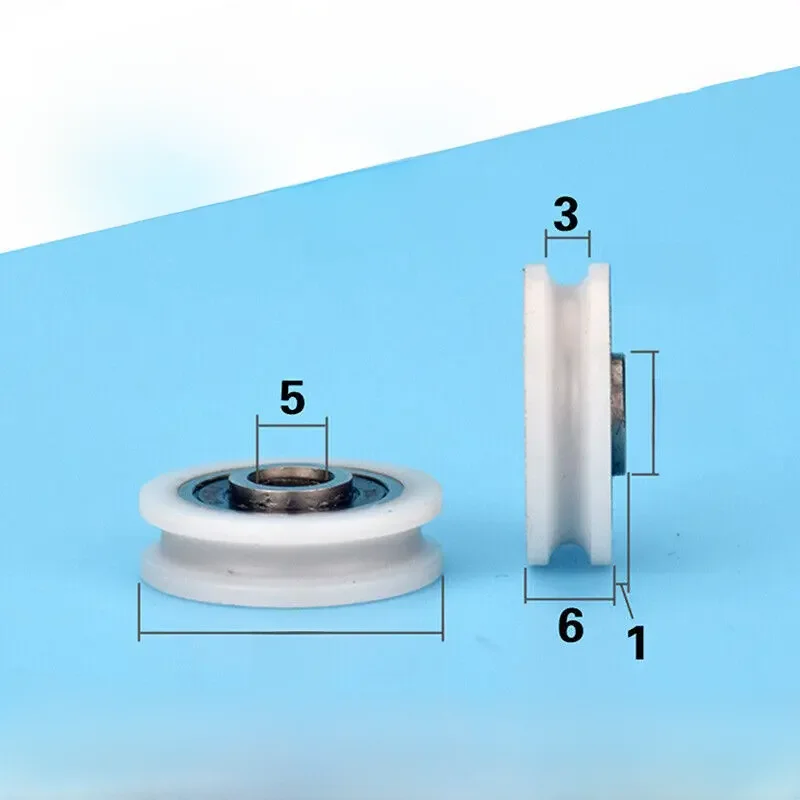 1PC 5 * 21 * 6mm U Groove Bearing Pulley Line Lifting Wheel Bathroom Wheel Hard Stainless steel — zdjęcie 2
