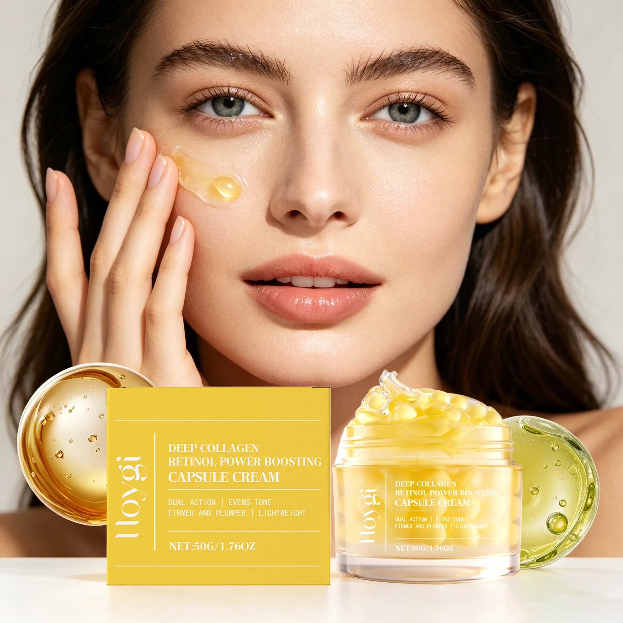 Crème Visage au Collagène 50g, Hydratante Douce, Améliore la Douceur, Nourrissante, Adoucissante, Améliore l'Élasticité, Lotion en Capsules pour un Teint Rayonnant 1