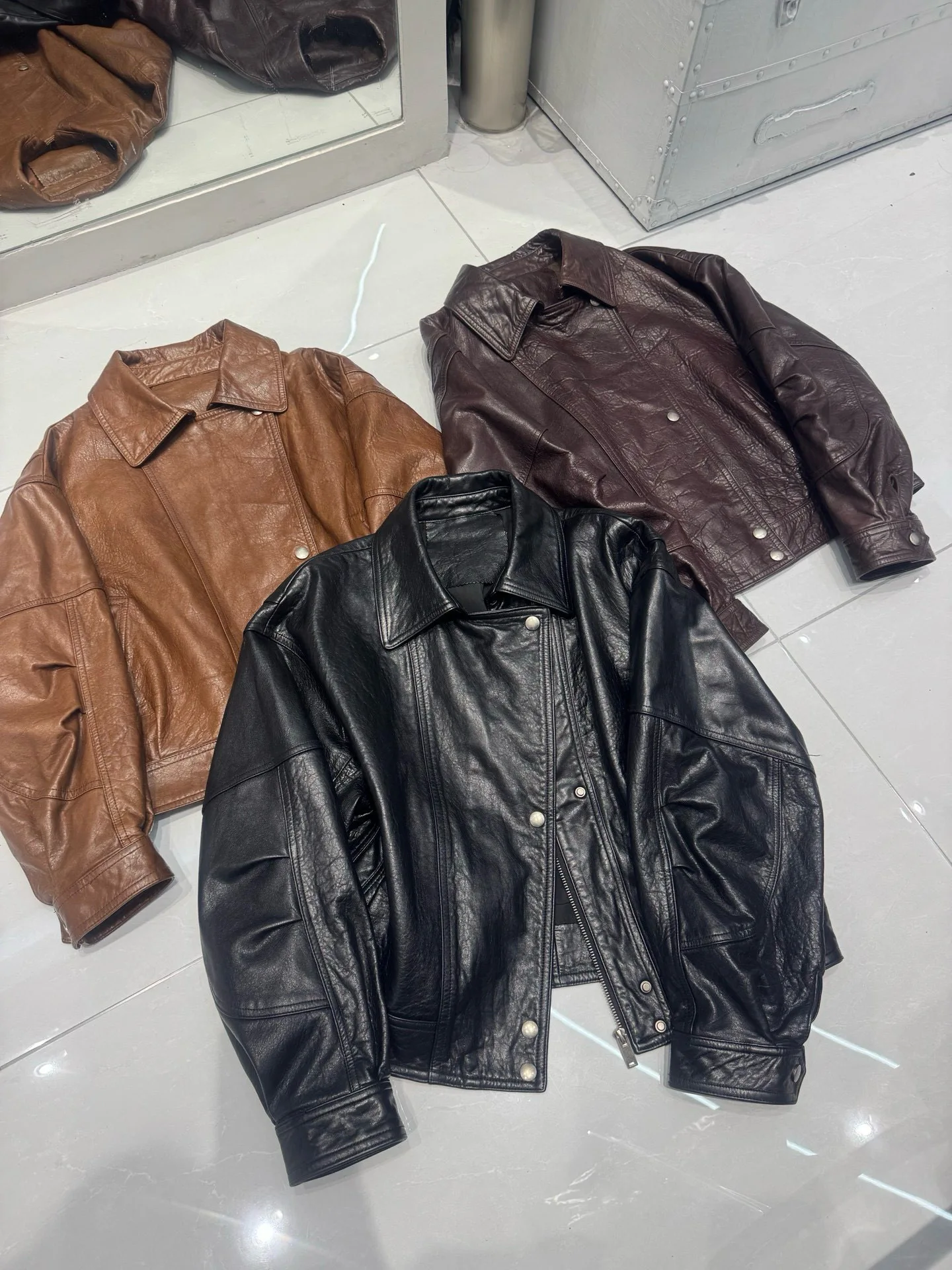 Autumn casual women's genuine leather jacket