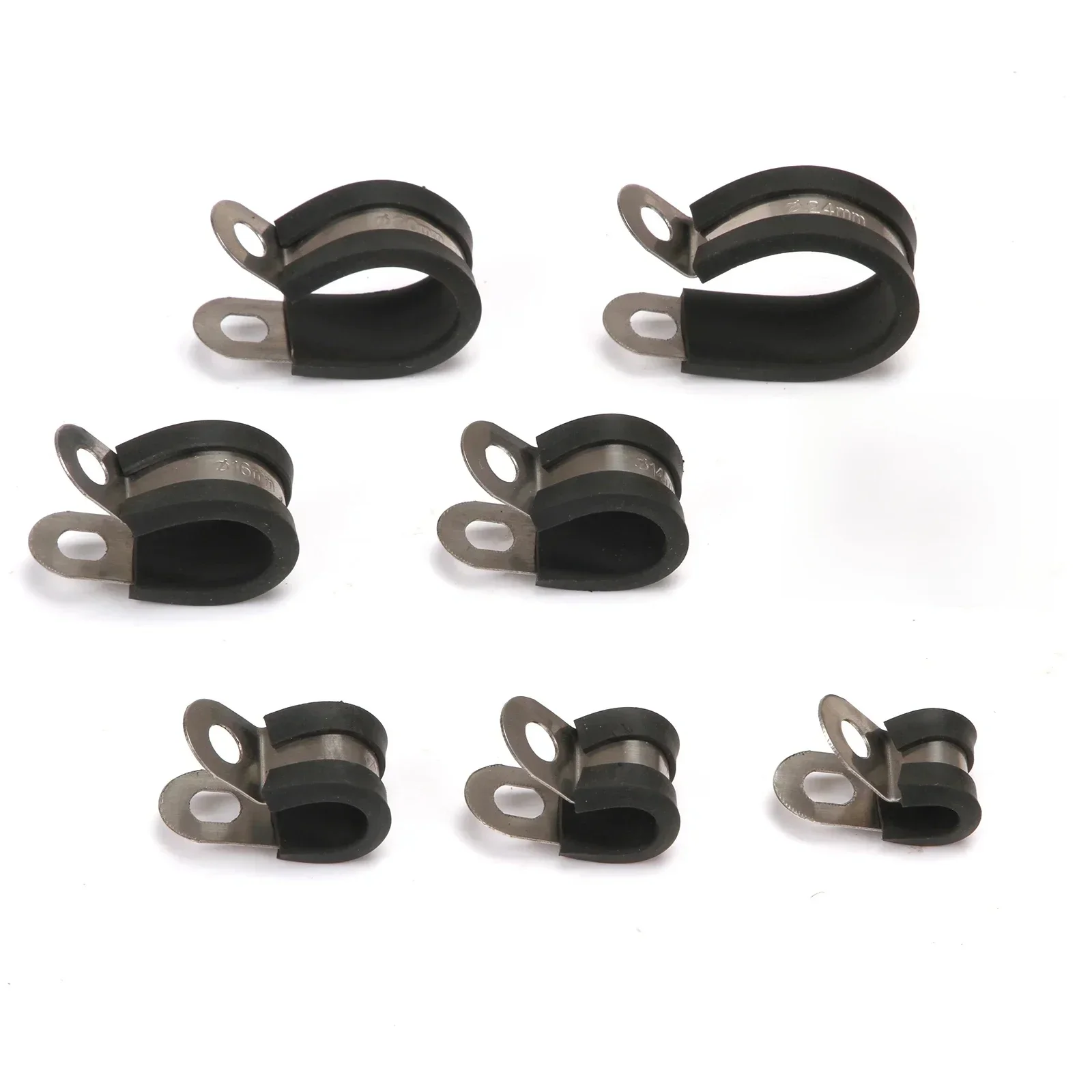 10 pcs/20 pcs Rubber Gevoerd P Clips Kabel Montage Slang Klem Bevestiging Leidingen Rvs Hardware Bevestigingsmiddelen 6-24mm - afbeelding 2