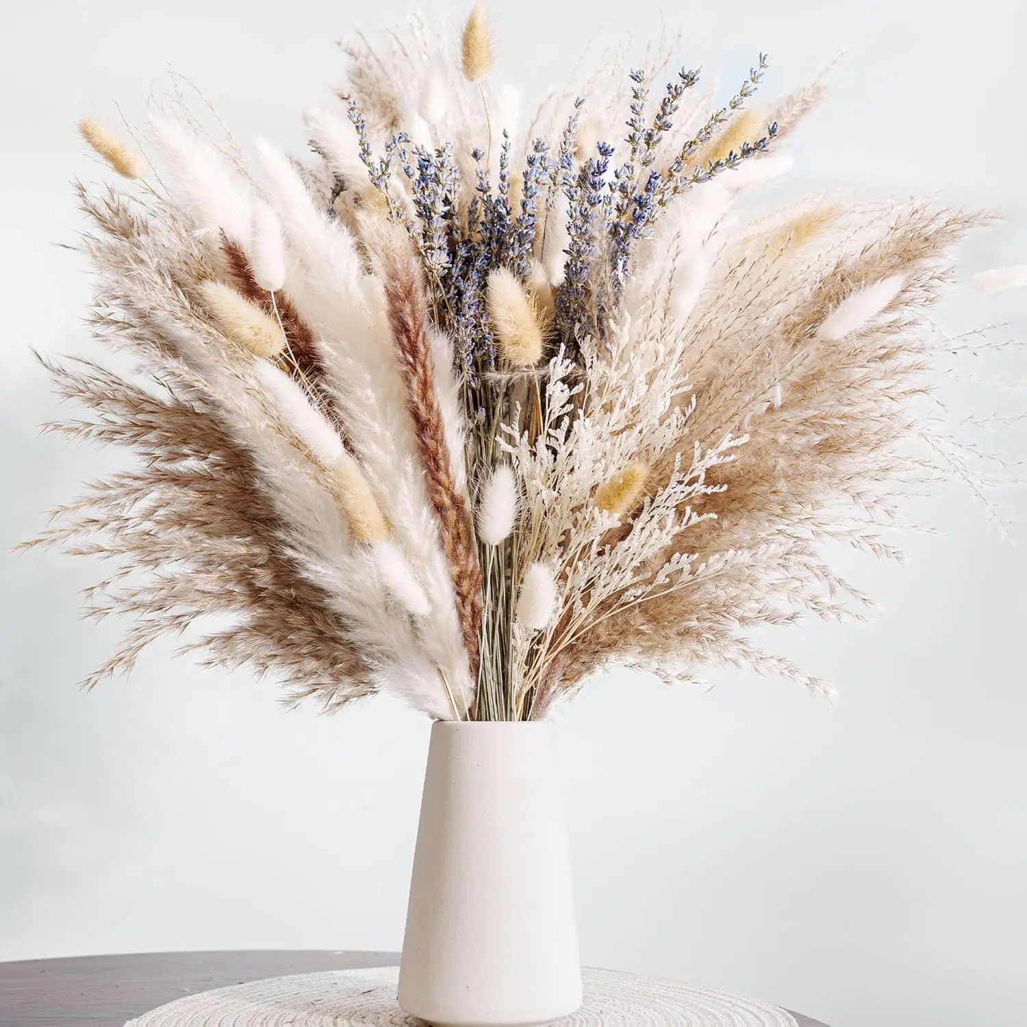 105 pièces de décoration en fleurs séchées style bohème, herbe de la pampa et décoration de salon