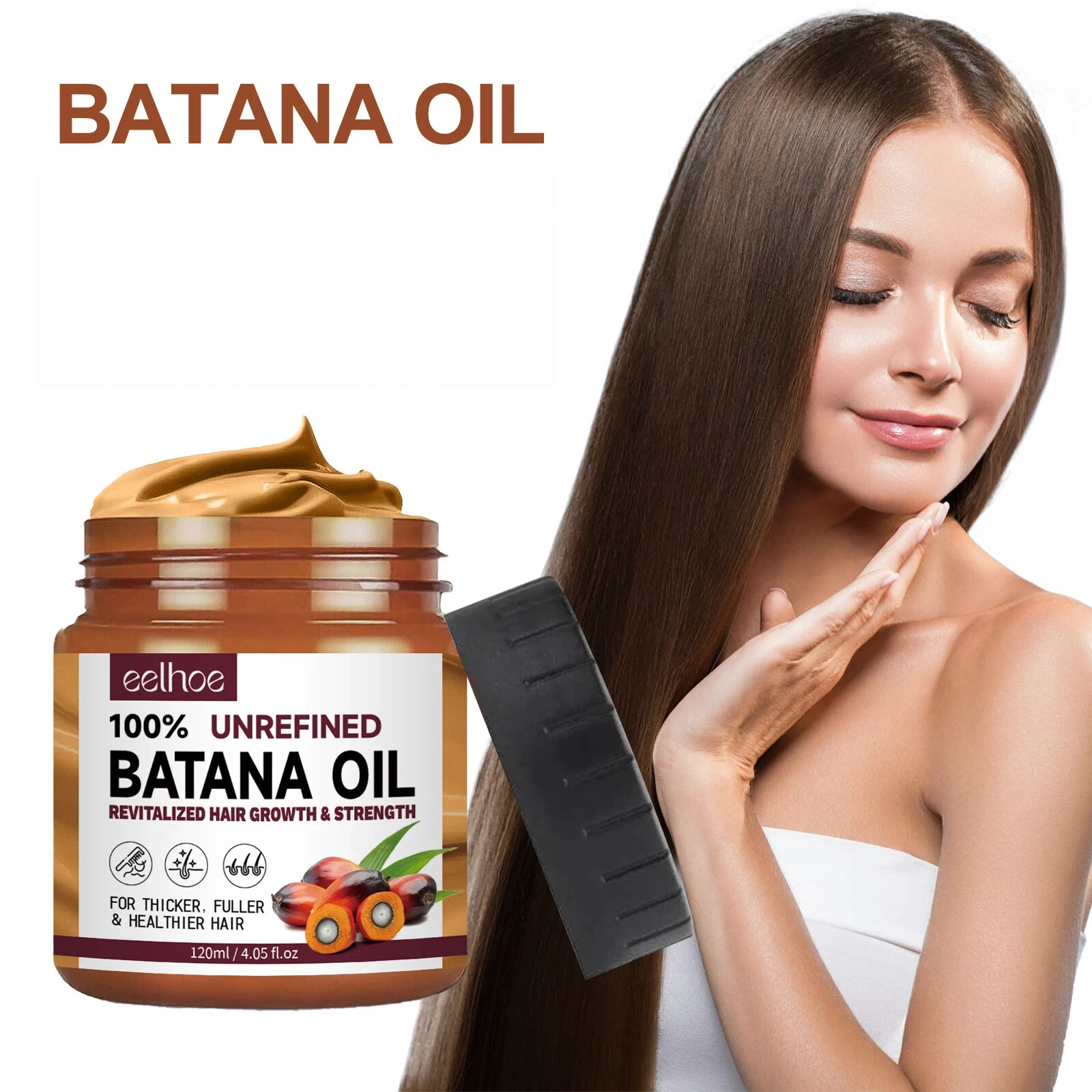

Eelhoe Batana Oil Hair Conditioner Reduce Breakage Frizz Promote Regrowth Thicker Fuller Nourishing Moisturizing Organic Hair Mask