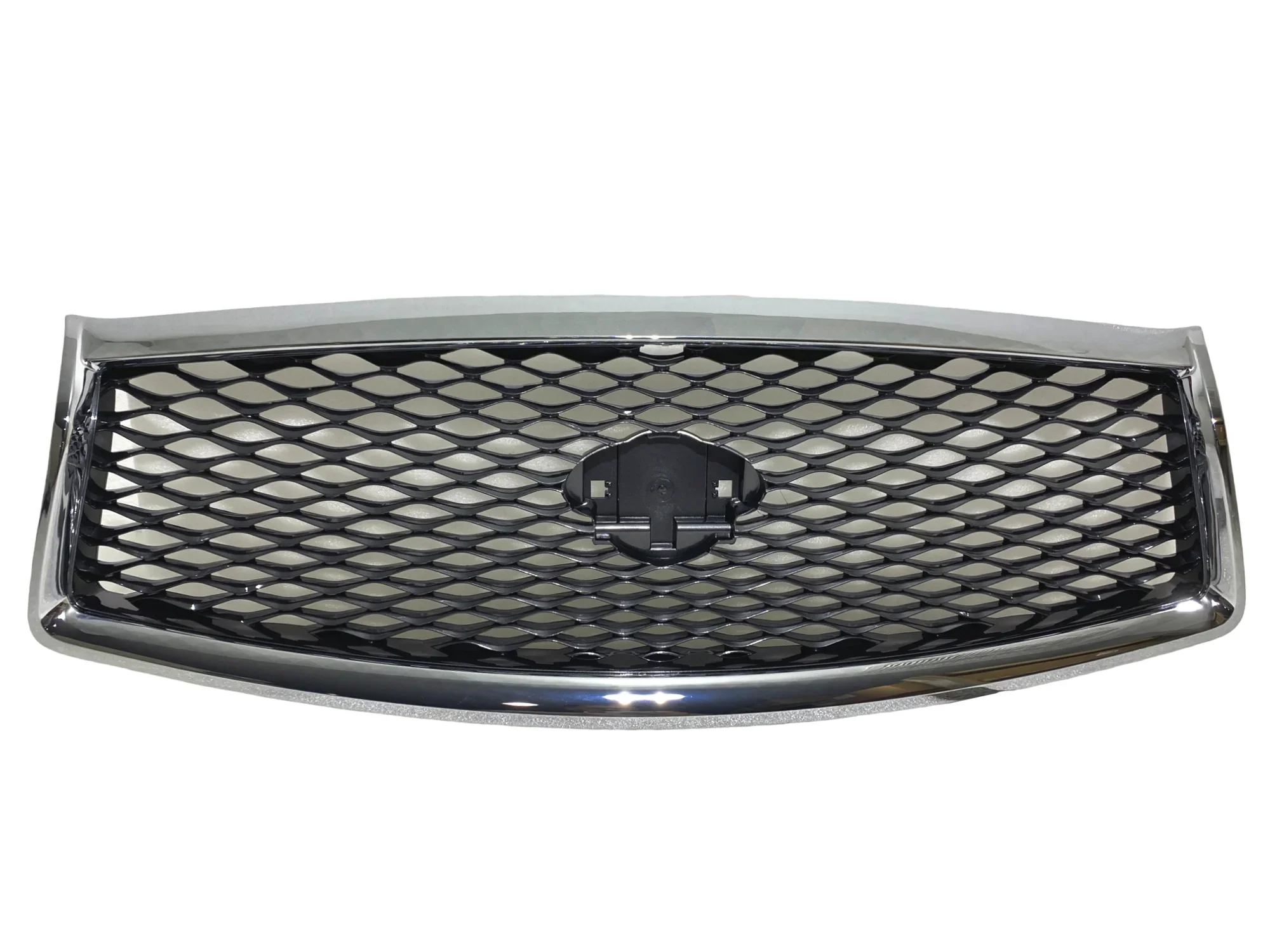 FOR Infiniti Q50 Front Grille Chrome Frame Black Mesh 2014-2017 With Camera Hole OE 62310-4HB0B Direct Replacement