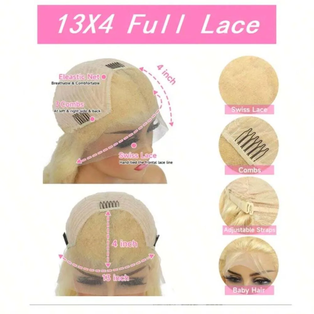 613 Parrucca frontale a onda profonda 13x4 HD Onda d'acqua Parrucche anteriori in pizzo trasparente 16-42 pollici Parrucche per capelli umani biondo miele Remy 200 Densità