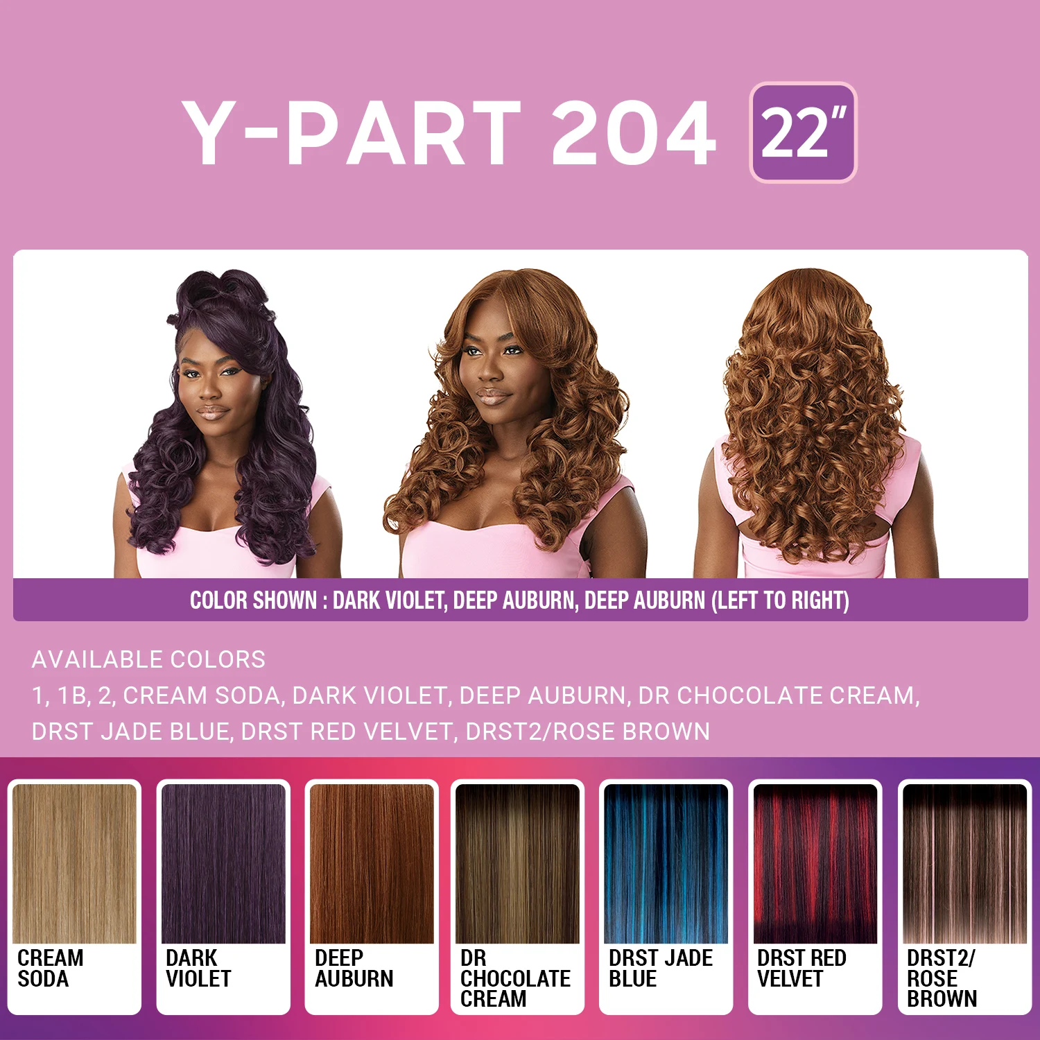 Outre HD Lace Frontal Peruca Sintética Linha Fina Perfeita Sem Cola Y-Part Swoop Série Y-Part 204