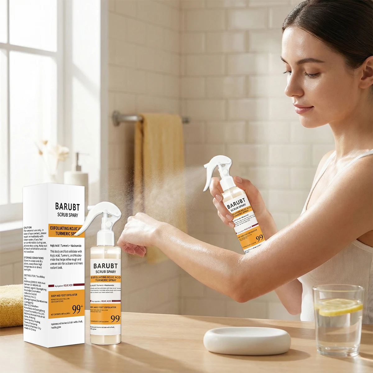 Turmeric Kojic Acid Exfoliating Essence Spray Helps Improve Rough and Uneven Skin, Leaving It Looking Clearer and More Radiant.