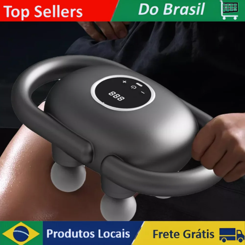 Massageador Vibratório de Alta Frequência Sem Fio – 4 Cabeças para Relaxamento do Corpo: Costas, Pescoço, Ombros e Panturrilhas