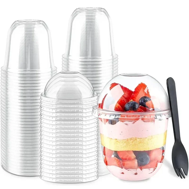 50 Stuks Puddingbekers Met Deksels Plastic Dozen Ijsmousse Dessert Picknick Party Verpakking Dessertbekers Met Deksel - afbeelding 2