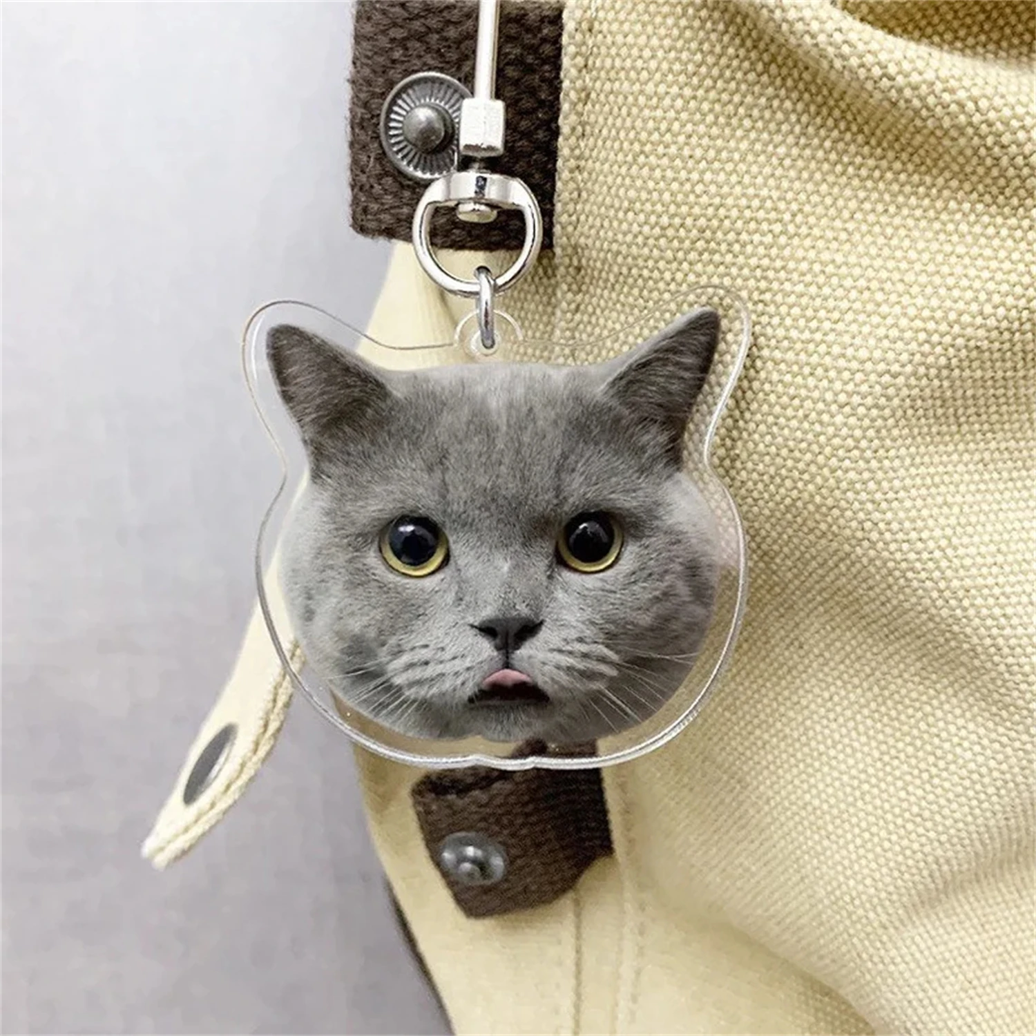 Custom Pet Photo Acrylic Keychain Personalized Dog Cat Parrot Photo Keychain Charm Pet Lover Phone Accessories Pet Loss Gift