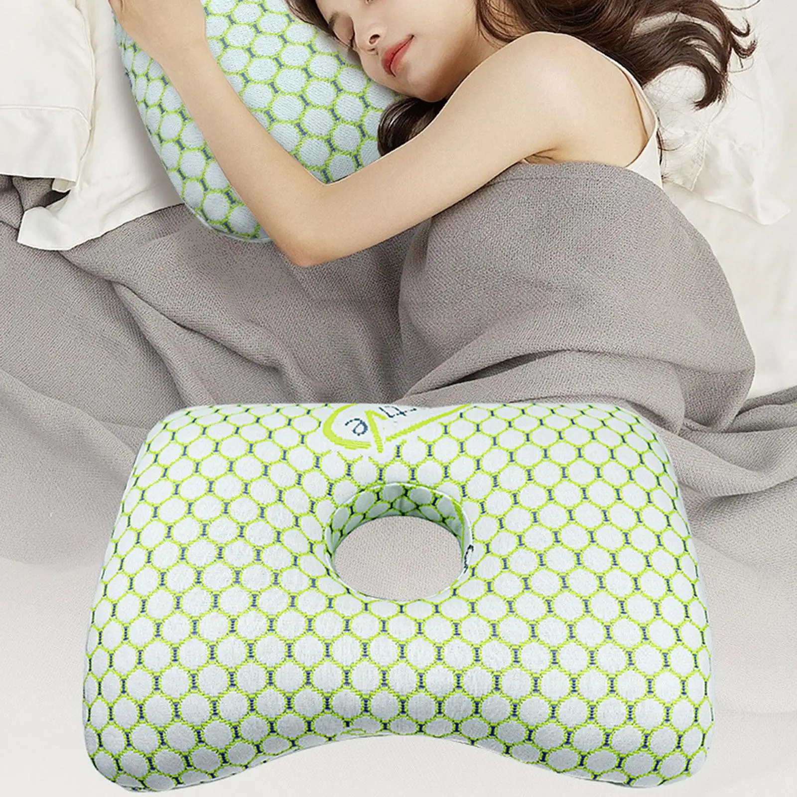 1Pcs Ear Piercing Pillow for Side Sleepers Protective Sleeping Pillow with Ear Hole Design Comfortable Ear Protection