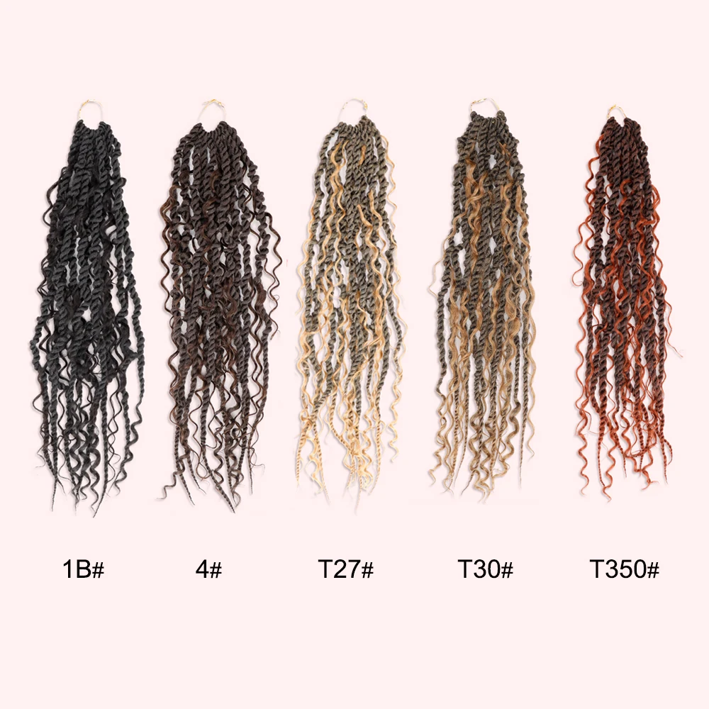 Goddess Box Braids Synthetic Crochet Hair with Curly Ends Bohemian Twist T30 Braiding Hair for Women