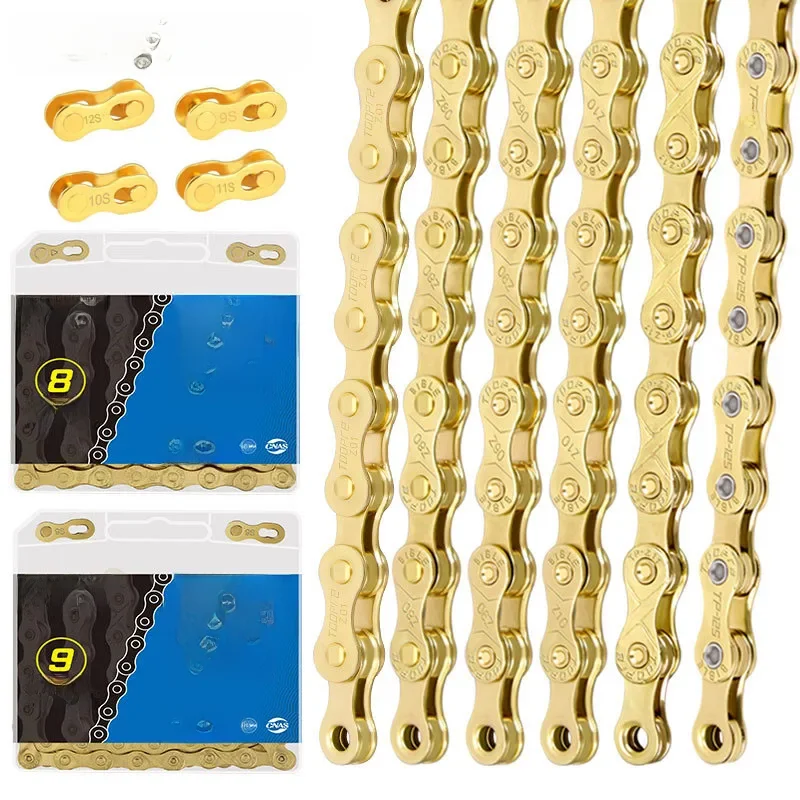 AliExpress TOOPRE Bicycle chain 6 7 8 9 10 11 12 speed MTB Road bike carbon steel variable speed golden chain