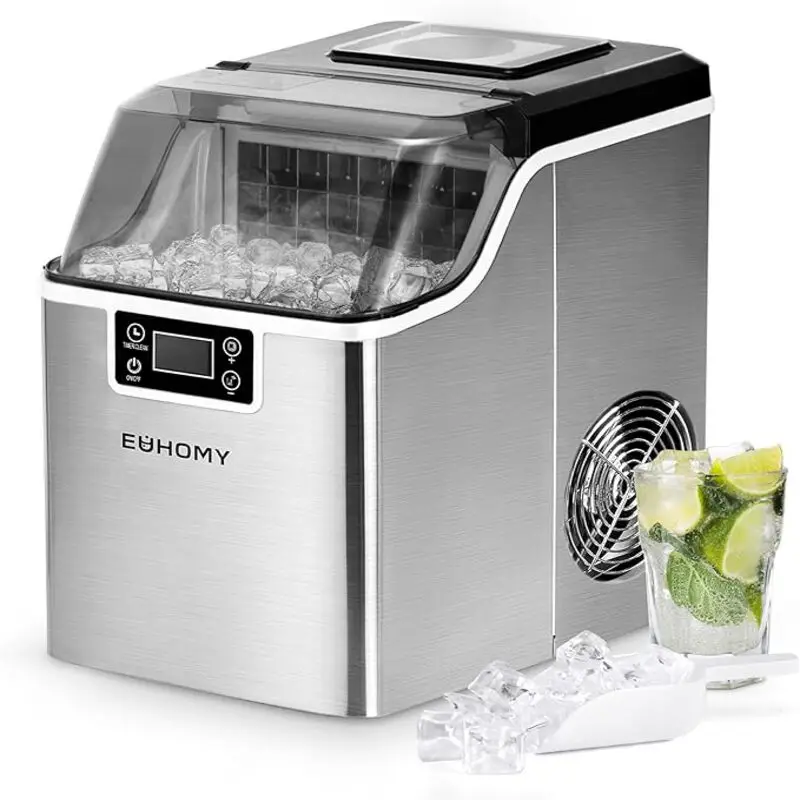 Roestvrijstalen ijsblokjesmachine, 24 dobbelstenen in 13 minuten, 24 kg/24 uur, 3,2 liter zelfreinigend met schep en mand voor keuken/bar/kantoor - afbeelding 2