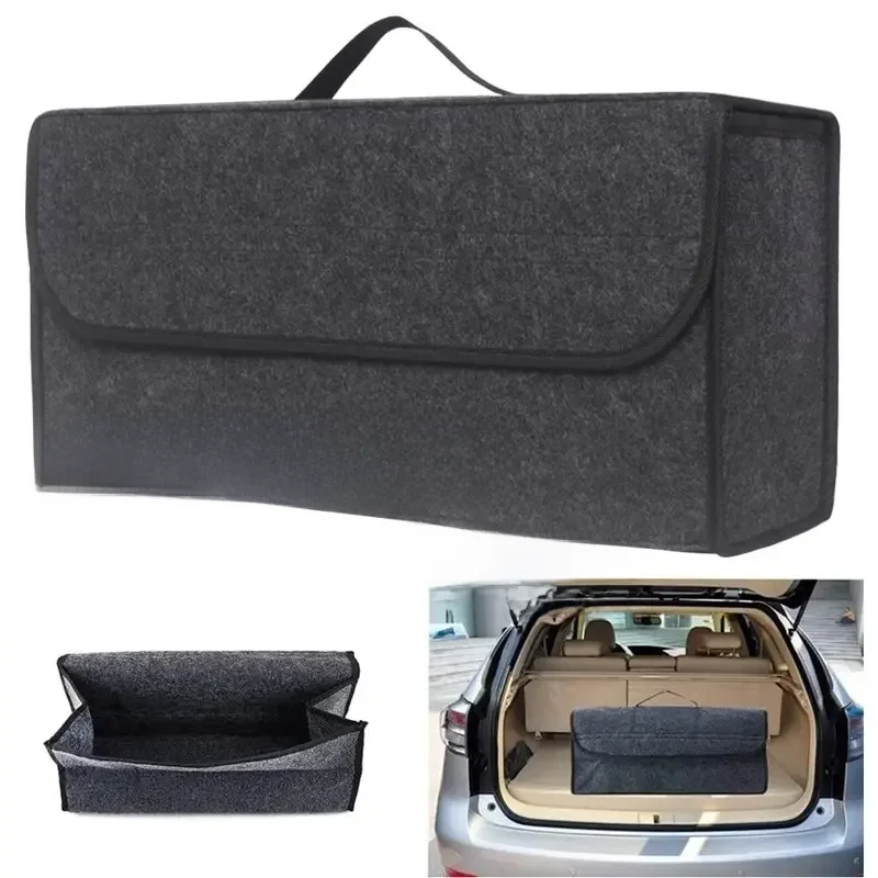 Grand compartiment antidérapant, organisateur de rangement de coffre, outil, sac de rangement de voiture, organisateur de coffre de voiture, boîte de rangement en feutre souple, accessoires