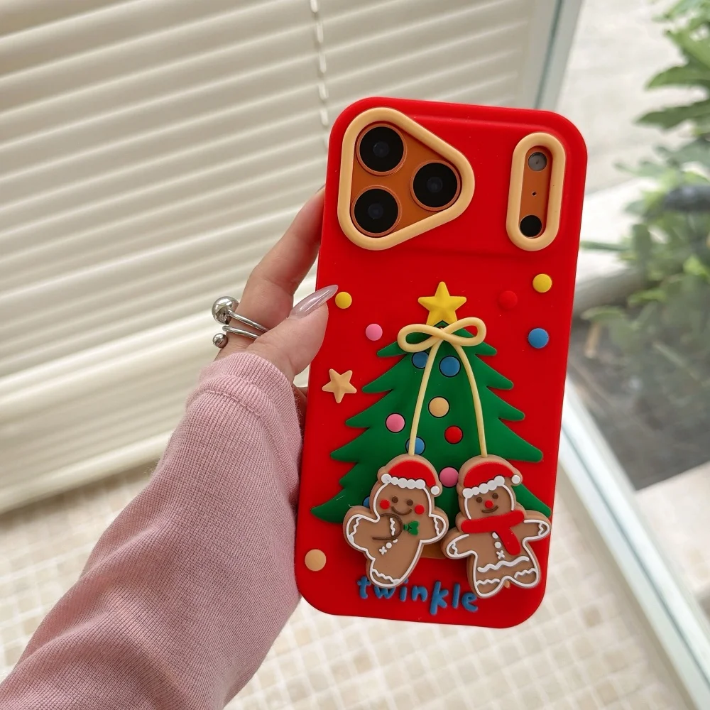 

Atmospheric Christmas tree pendant gingerbread man phone case, suitable for iPhone 13/14/15/16/17,new shockproof protective case