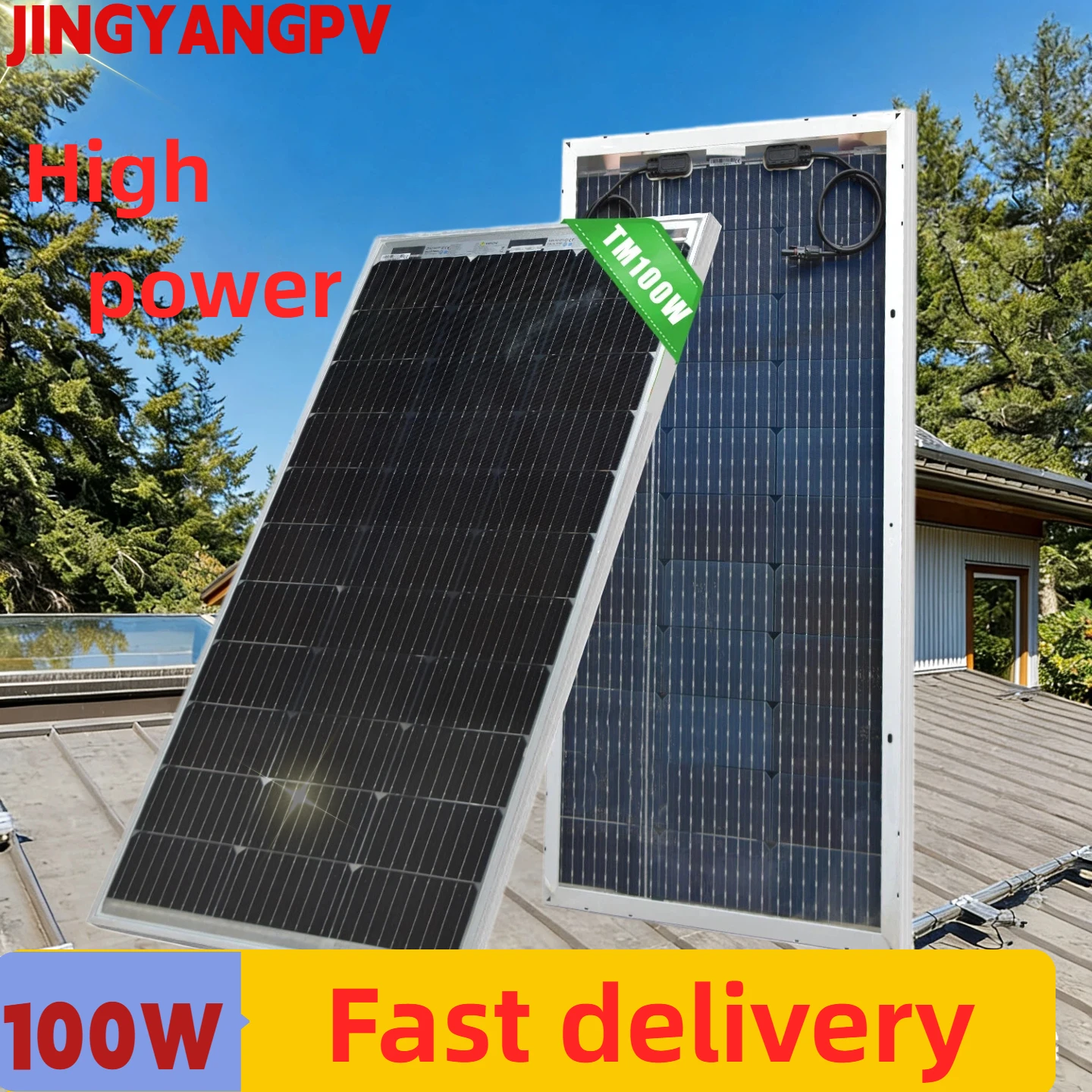 Panel Solar Bifacial de 100W 200W 18V, Panel Solar Transparente, Celda Solar de 12V para Carga de Batería de RV, Barco, Camping, Iluminación del Hogar