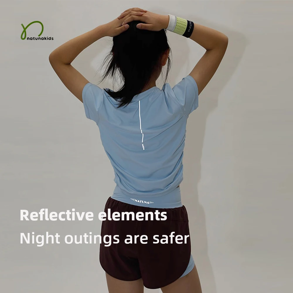 Girl's Cropped Ruched Sides Summer Sports Tee, Quick-Dry, Lightweight, Icy touch