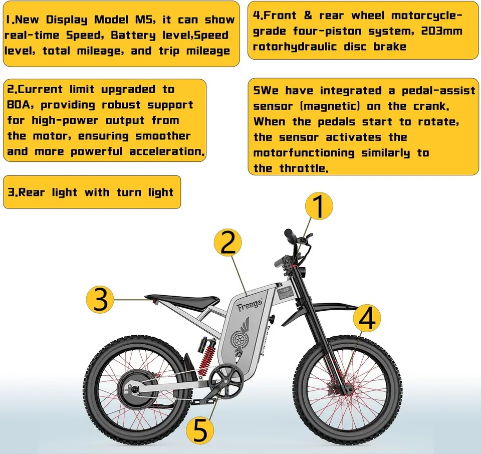Freego X2pro Electric Bike Mexico Warehouse Shipment No Tax VAT Free Shipping Ebike 6000W 60v/30Ah Electric Bike Motorcycles image 7