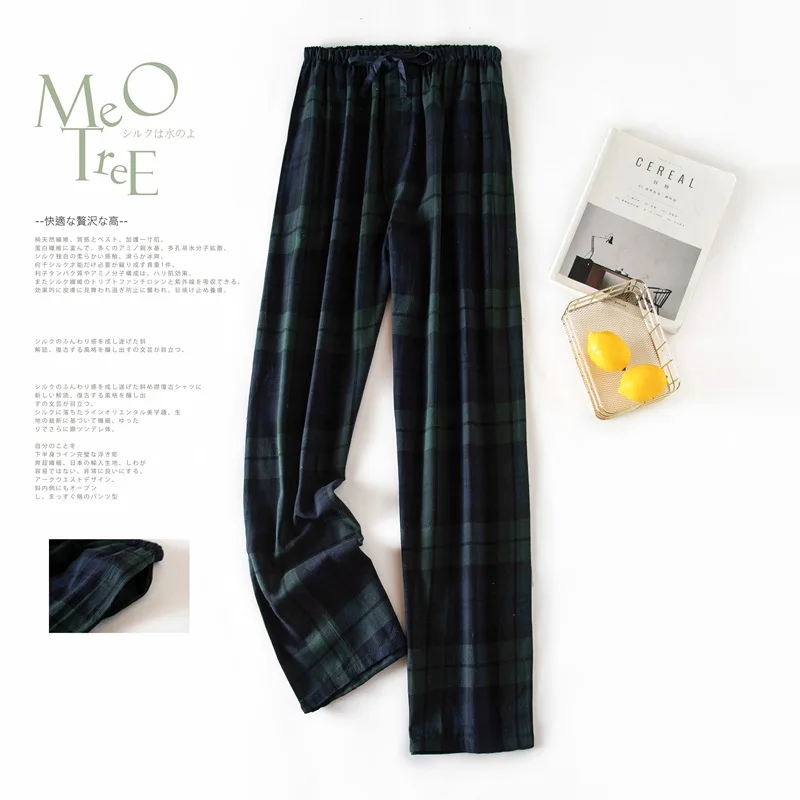 Spring Autumn Men 100% Cotton Sleep Bottoms Male Loungewear Trousers Men Casual Plaid Pajama Pants Plus Size Home Pants M-XL