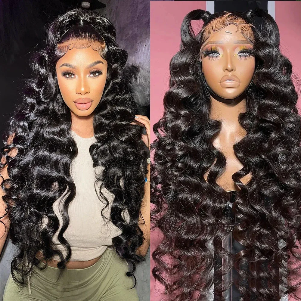 Pelucas de Cabello Humano con Frente de Encaje HD 13x6, Ondas Naturales Sueltas, 250% Transparentes, 30 40 Pulgadas, Pelucas Frontales de Encaje 13x4 con Ondas Profundas