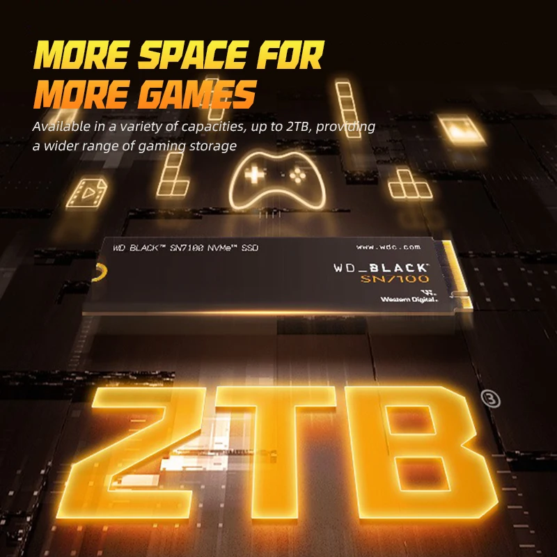 WD SN7100 SSD BLACK NVMe PCIe 4.0x4 1 تيرا بايت 2 تيرا بايت 4 تيرا بايت محرك أقراص الحالة الصلبة الداخلي M.2 2280 سرعة قراءة تصل إلى 7,250 ميجابايت/ثانية لألعاب الكمبيوتر