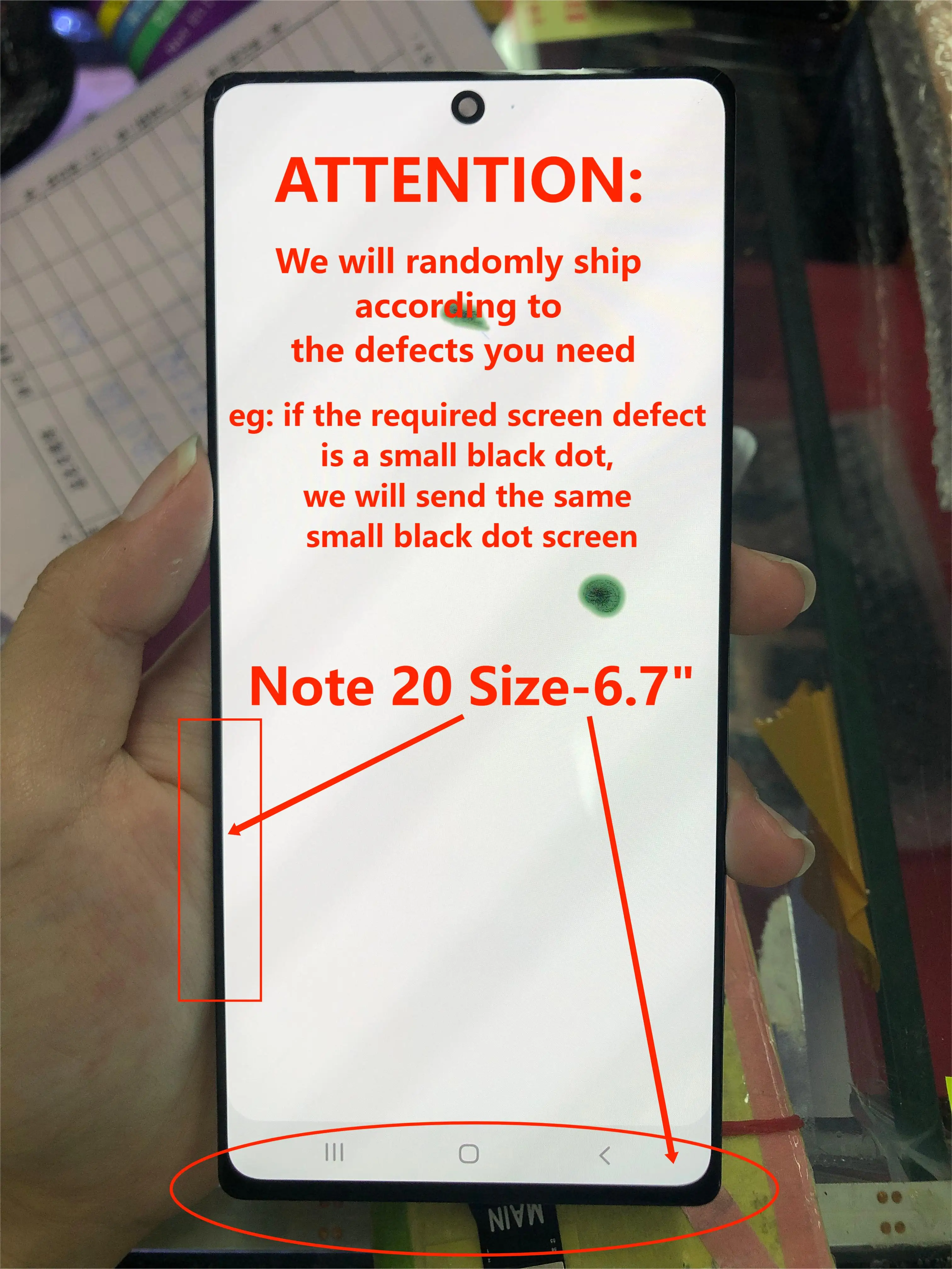 6.7'' Super AMOLED+ LCD For Samsung Galaxy Note 20 5G LCD Display SM-N980F SM-N980F/DS Touch Screen Digitizer Defect with Dot