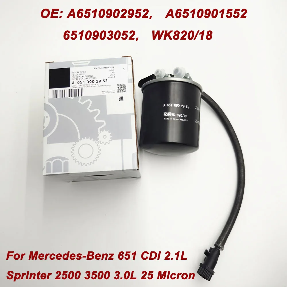 

Топливный фильтр с водяным сепаратором для Mercedes-Benz Sprinter OE A6510902952 A6510901552 6510902952 6510901552 6510903052 WK820/18